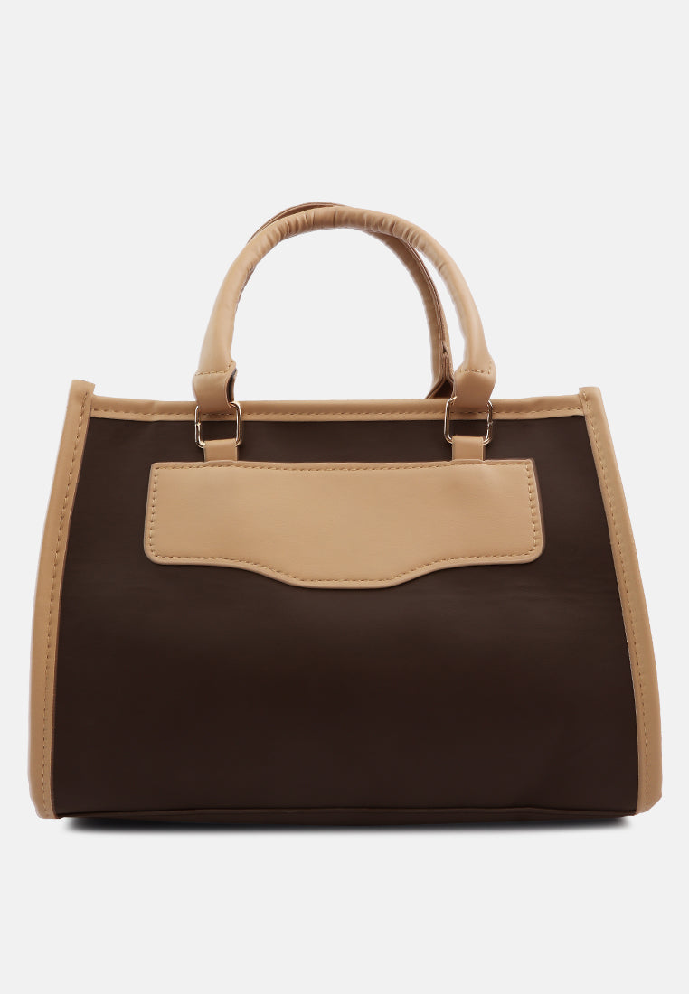 Color Block Tote Bag#color_brown