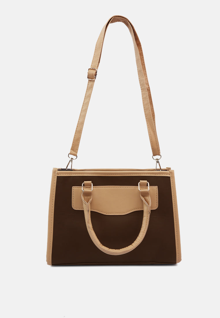 Color Block Tote Bag#color_brown