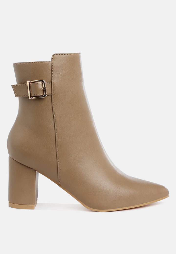 belt detail block heel boots by ruw#color_taupe