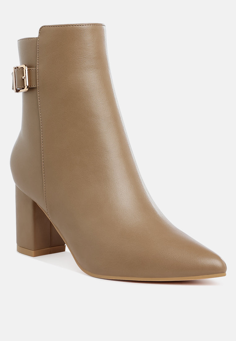 belt detail block heel boots by ruw#color_taupe