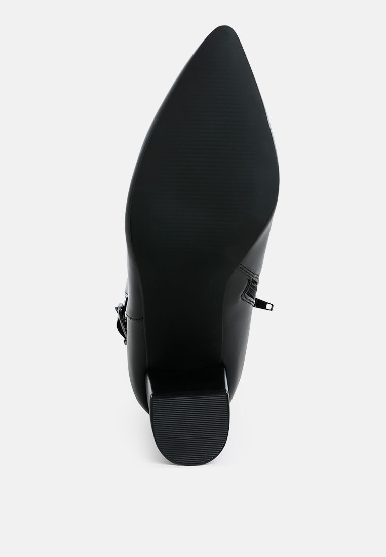 belt detail block heel boots by ruw#color_black