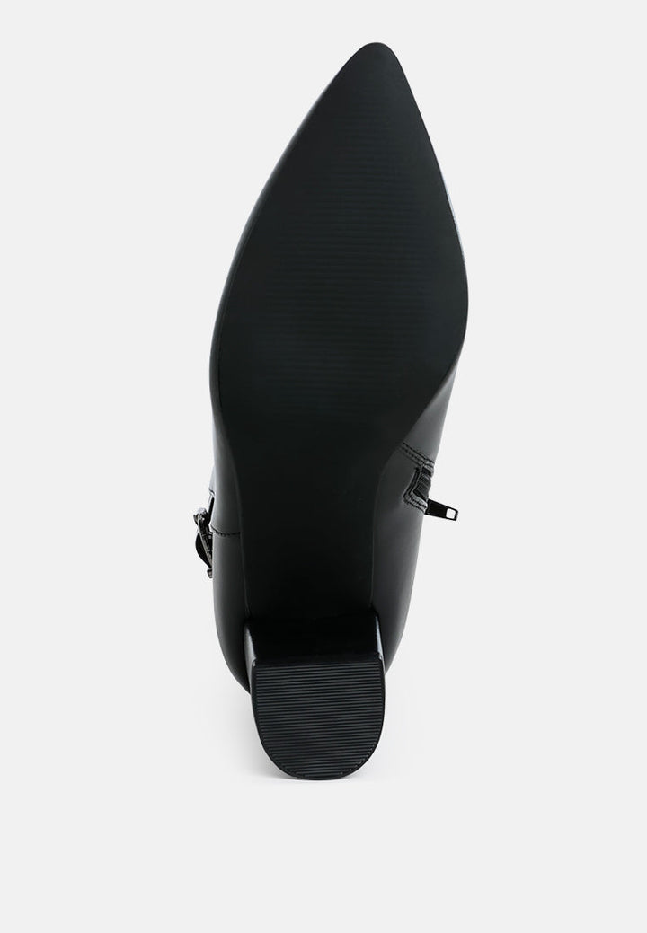 belt detail block heel boots by ruw#color_black
