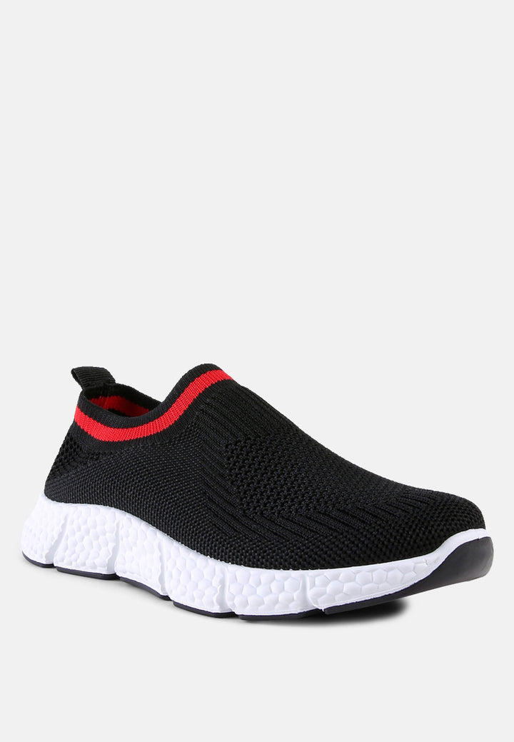 contrast cuff kids active knitted sneakers#color_black