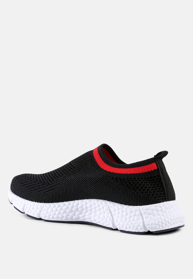 contrast cuff kids active knitted sneakers#color_black