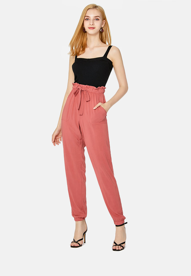 paper bag waist pants#color_orange