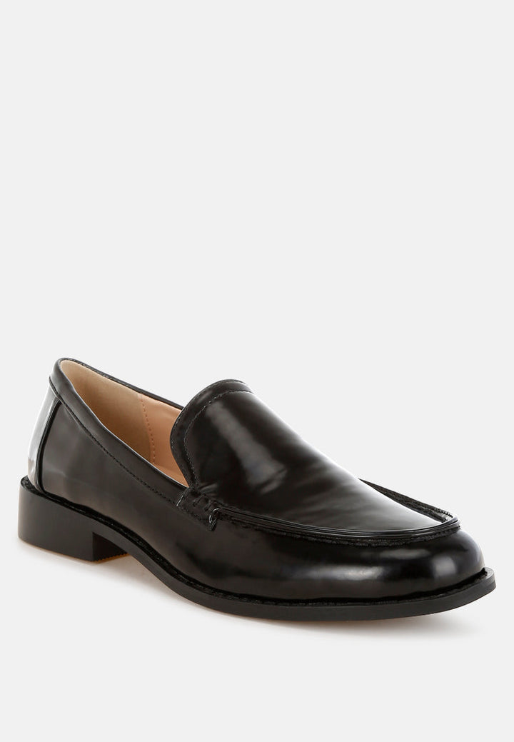 corleone pleather stacked heel loafers#color_black