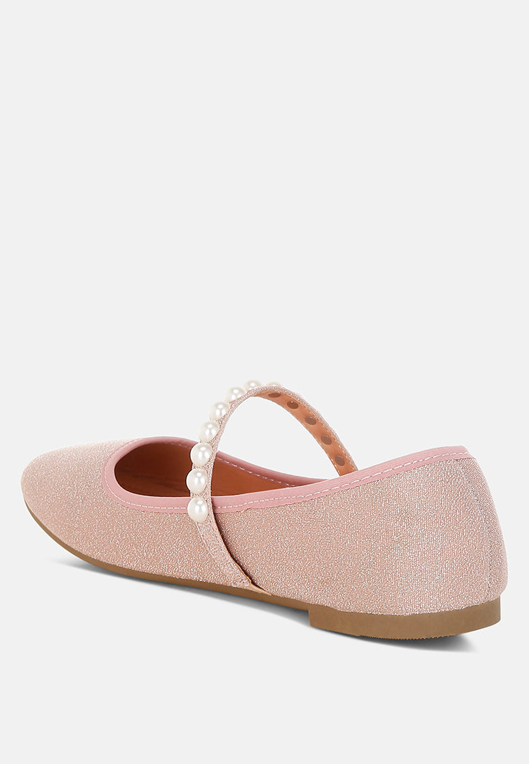 pearl strapped glitter ballerinas by ruw#color_pink