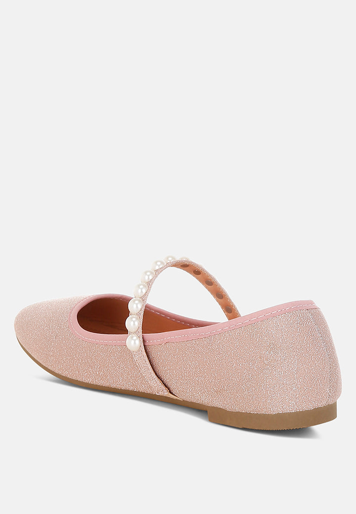 pearl strapped glitter ballerinas by ruw#color_pink
