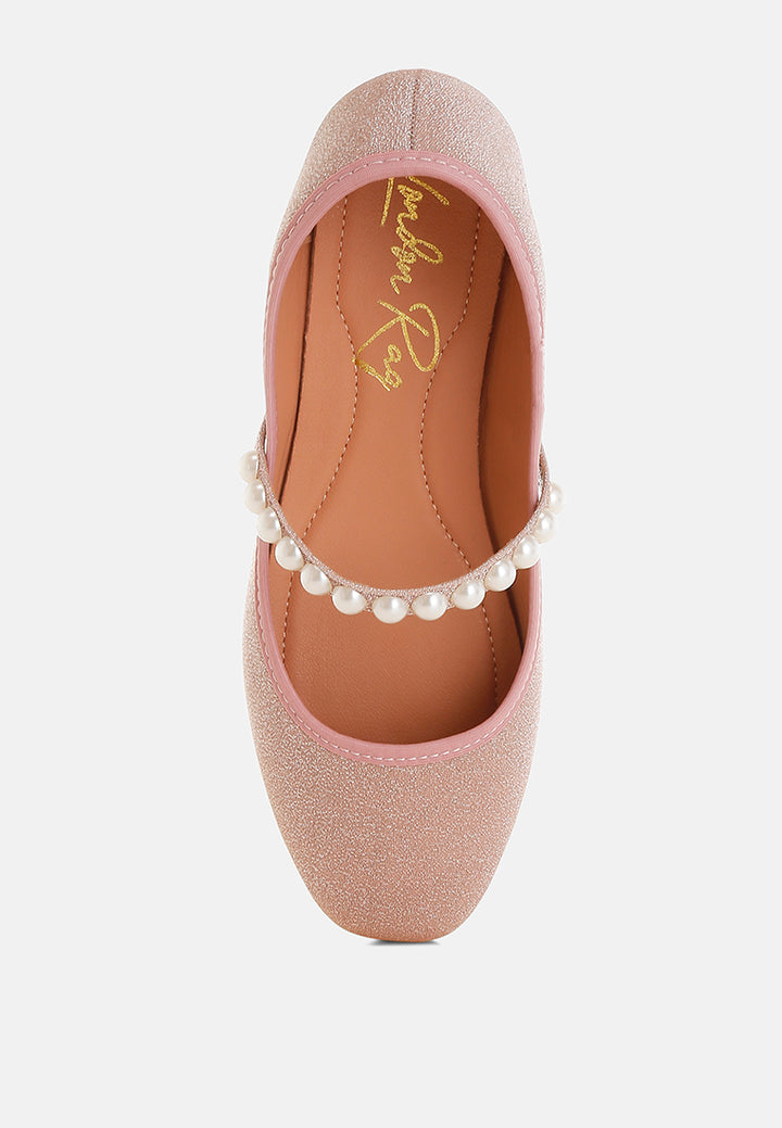 pearl strapped glitter ballerinas by ruw#color_pink