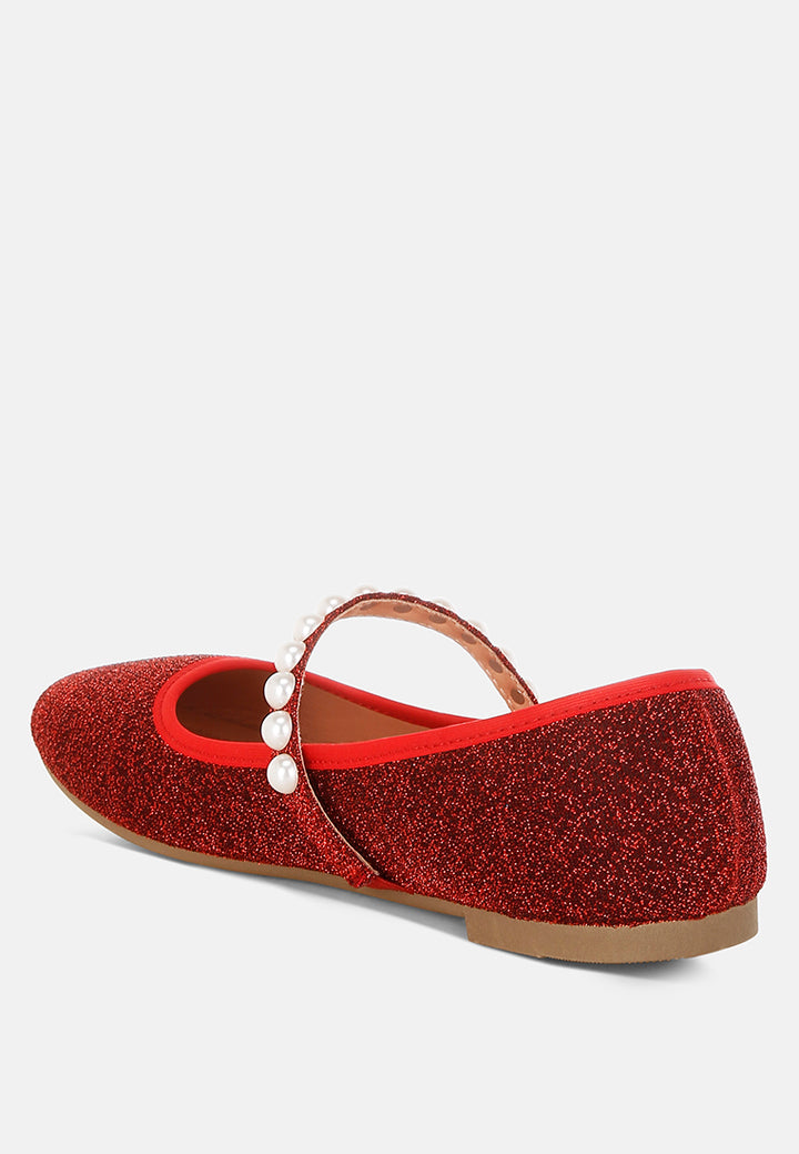pearl strapped glitter ballerinas by ruw#color_red