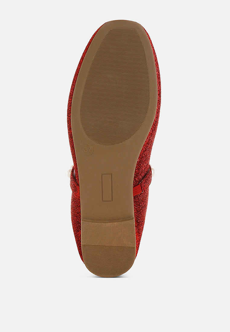 pearl strapped glitter ballerinas by ruw#color_red