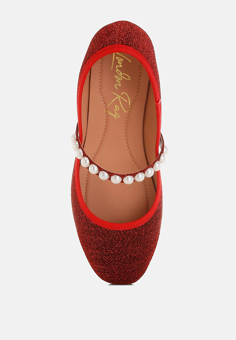 pearl strapped glitter ballerinas by ruw#color_red