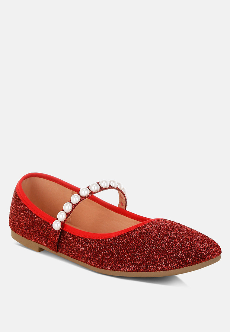 pearl strapped glitter ballerinas by ruw#color_red