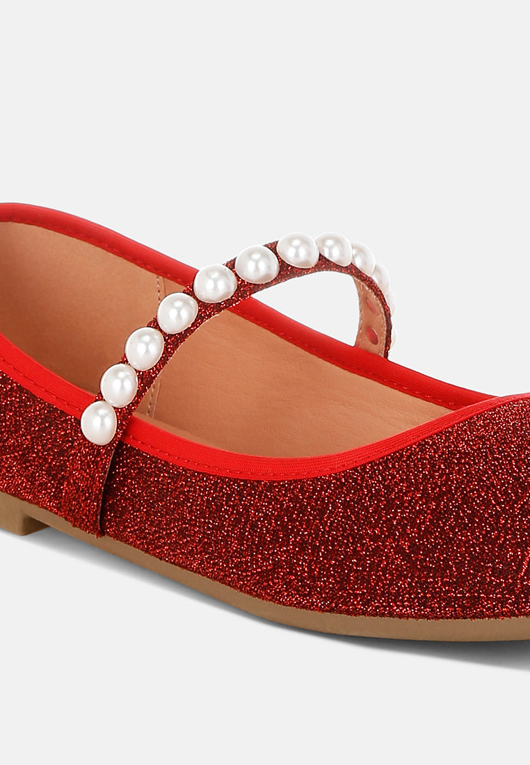 pearl strapped glitter ballerinas by ruw#color_red