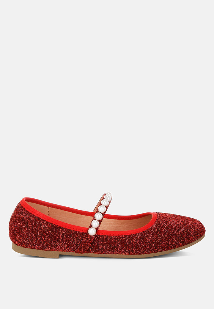 pearl strapped glitter ballerinas by ruw#color_red