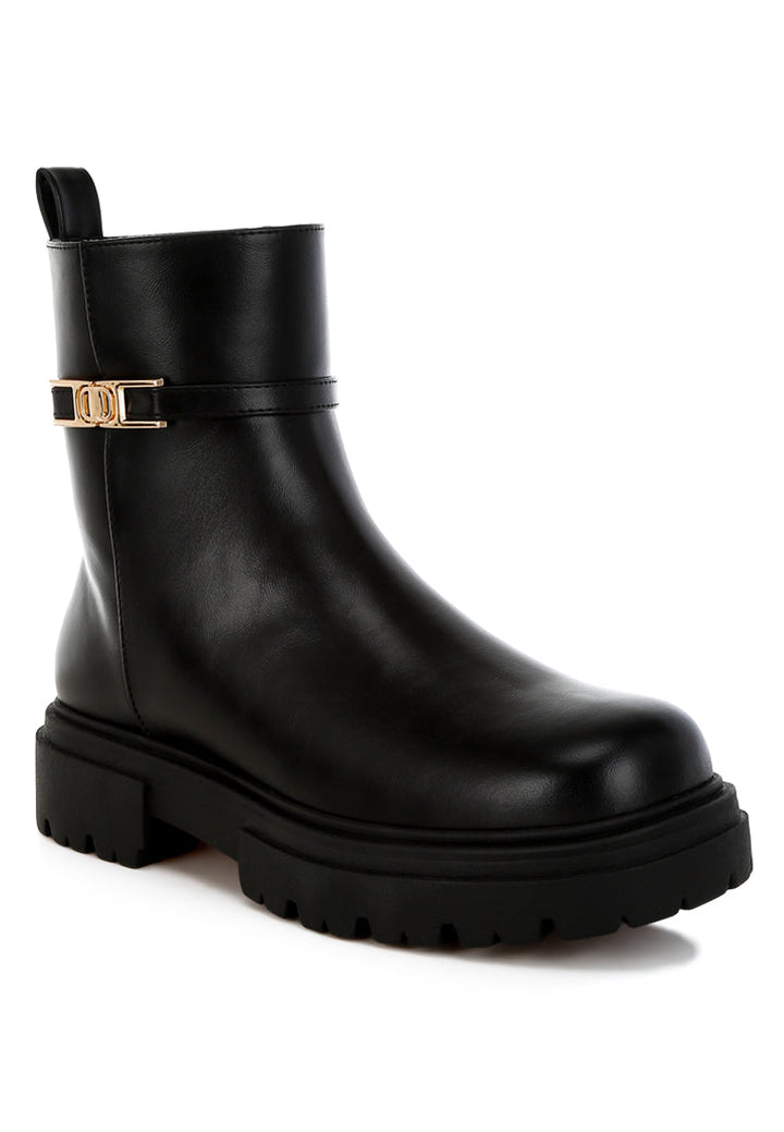 buckle belt ankle boots by ruw#color_black