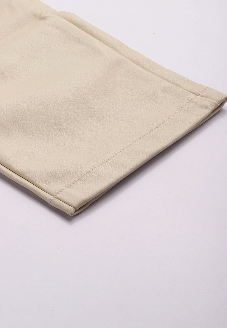 faux leather straight pants#color_cream