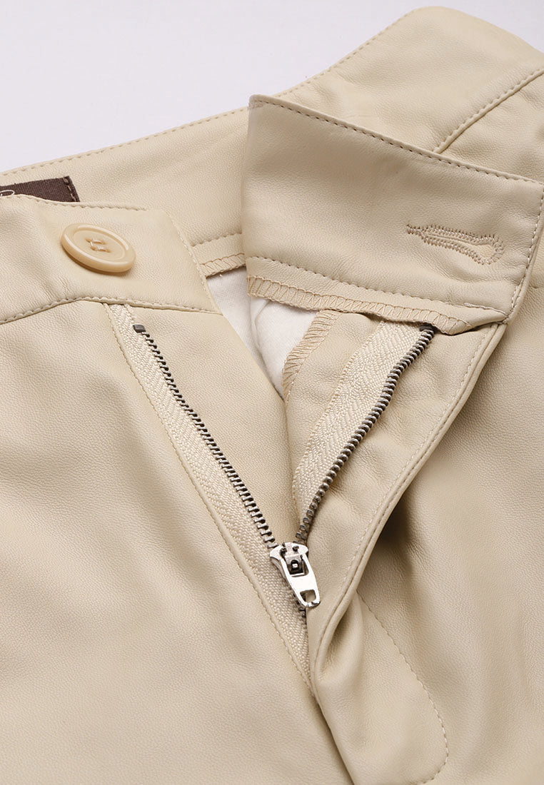 faux leather straight pants#color_cream