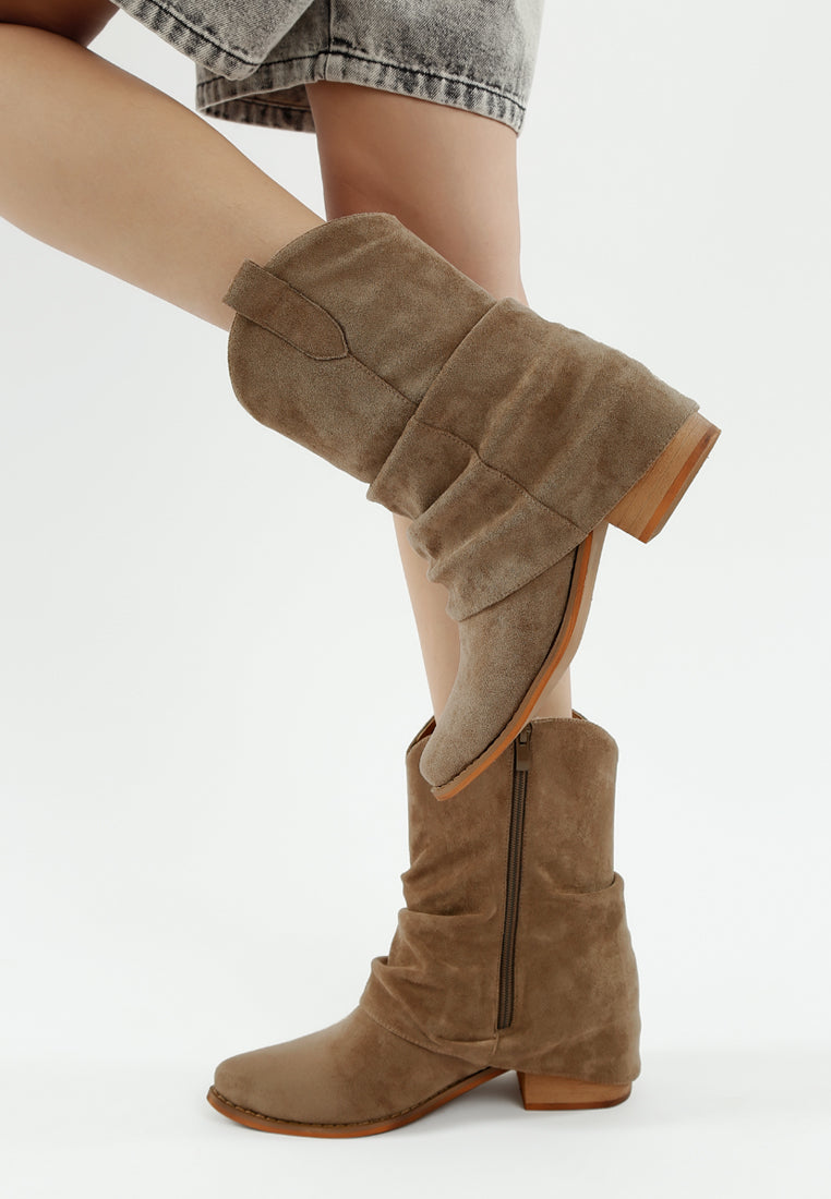 slouchy calf boots by ruw#color_taupe