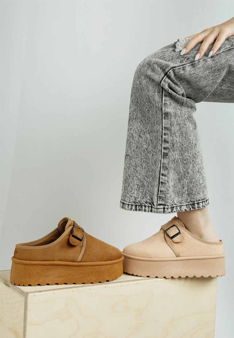buckle strap platform classic slip-on by ruw#color_beige