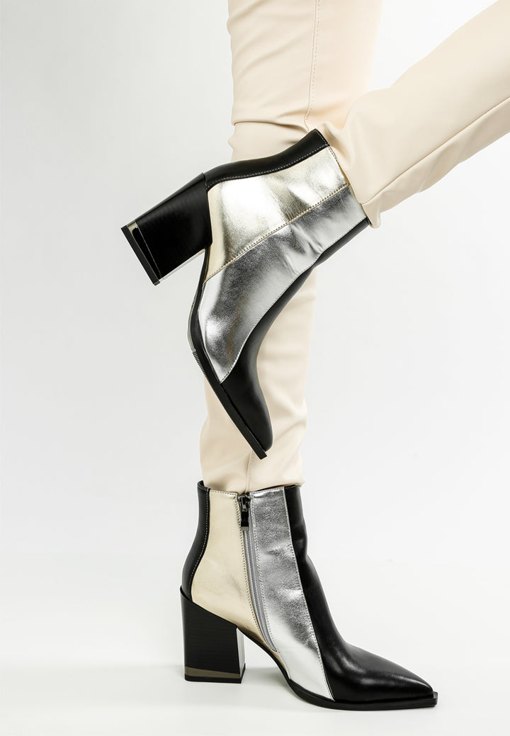 three tone block heel boots by ruw#color_black