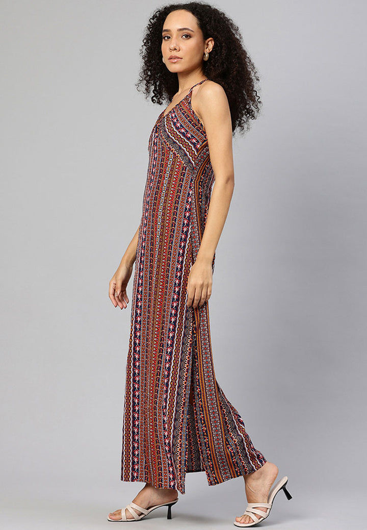 crisscross back side slit maxi dress by ruw#color_multicolor