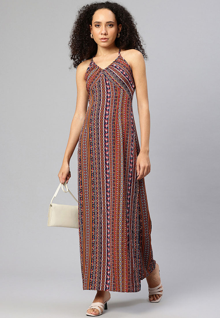 crisscross back side slit maxi dress by ruw#color_multicolor