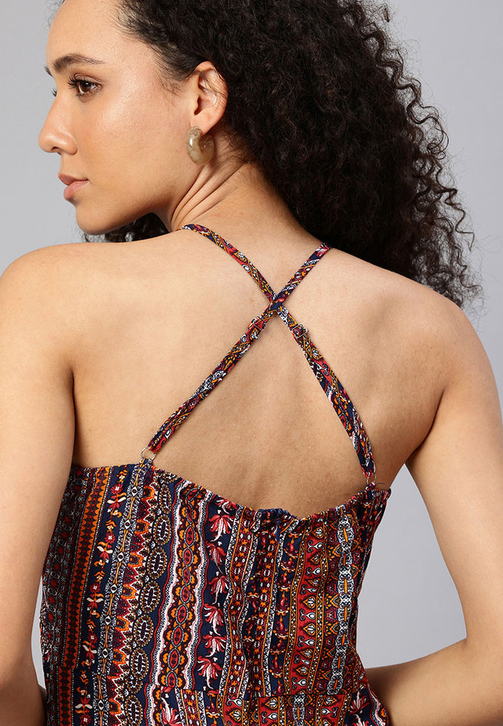 crisscross back side slit maxi dress by ruw#color_multicolor
