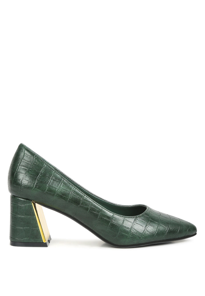 emersyn croc block heel pump shoes#color_green