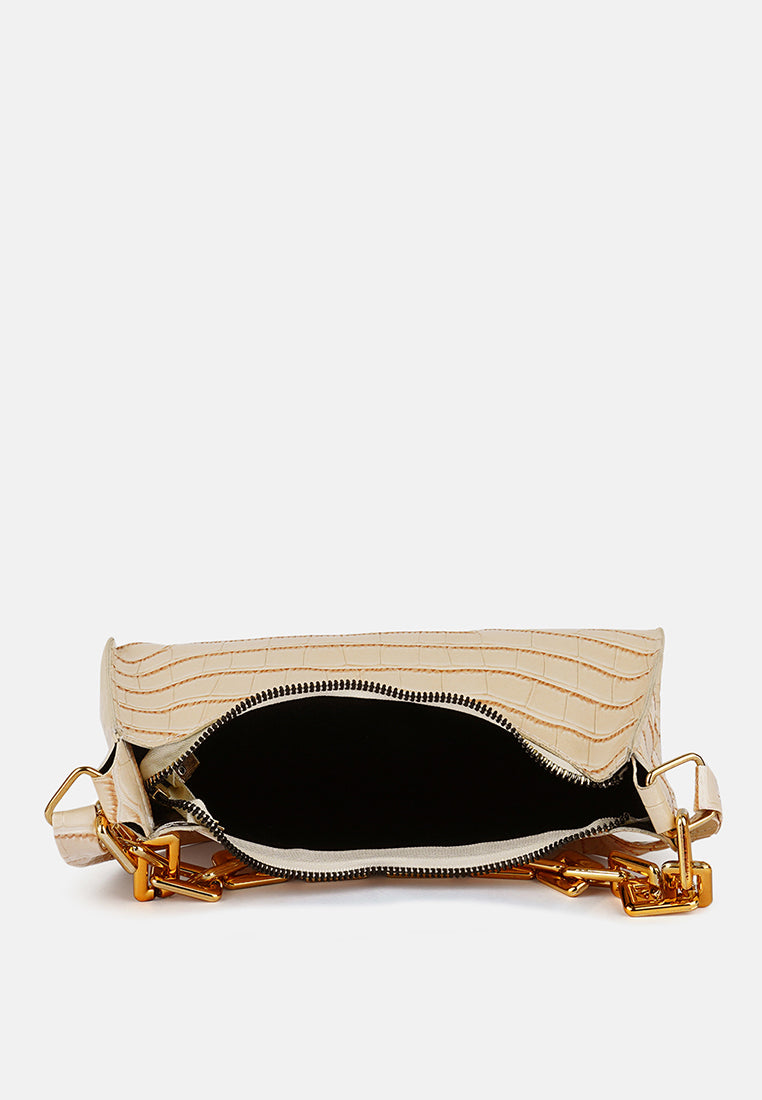 croc patten baguette bag#color_off-white