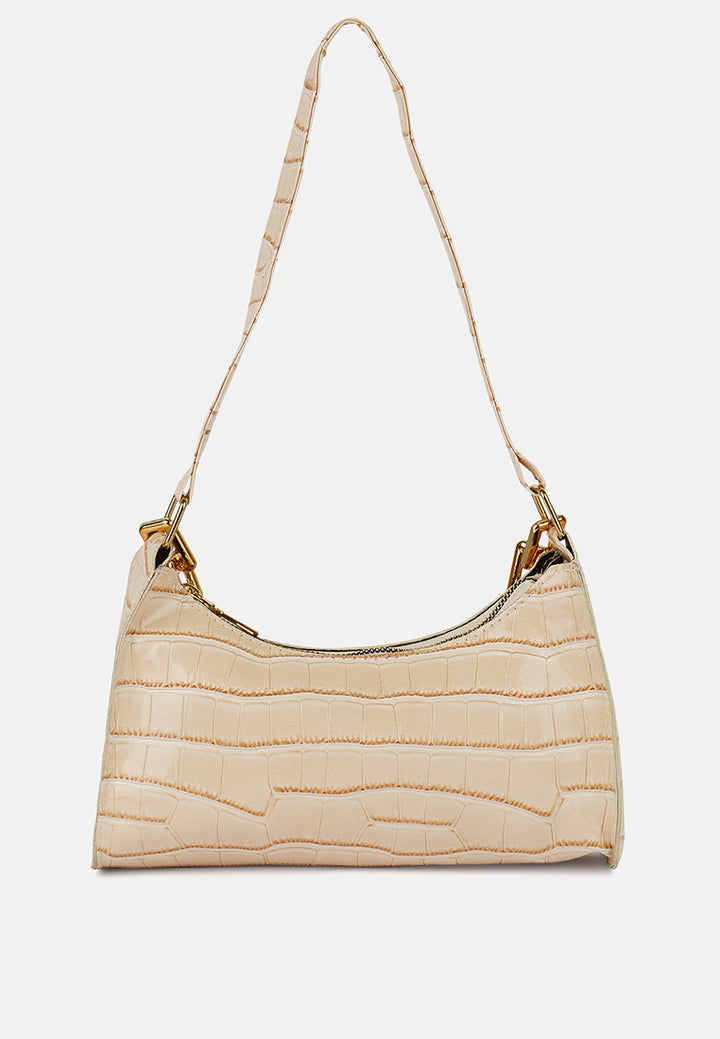 croc patten baguette bag#color_off-white