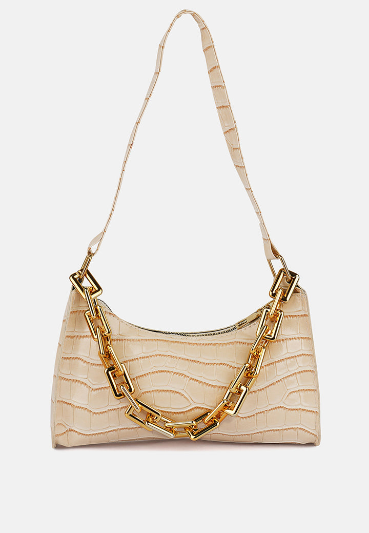 croc patten baguette bag#color_off-white