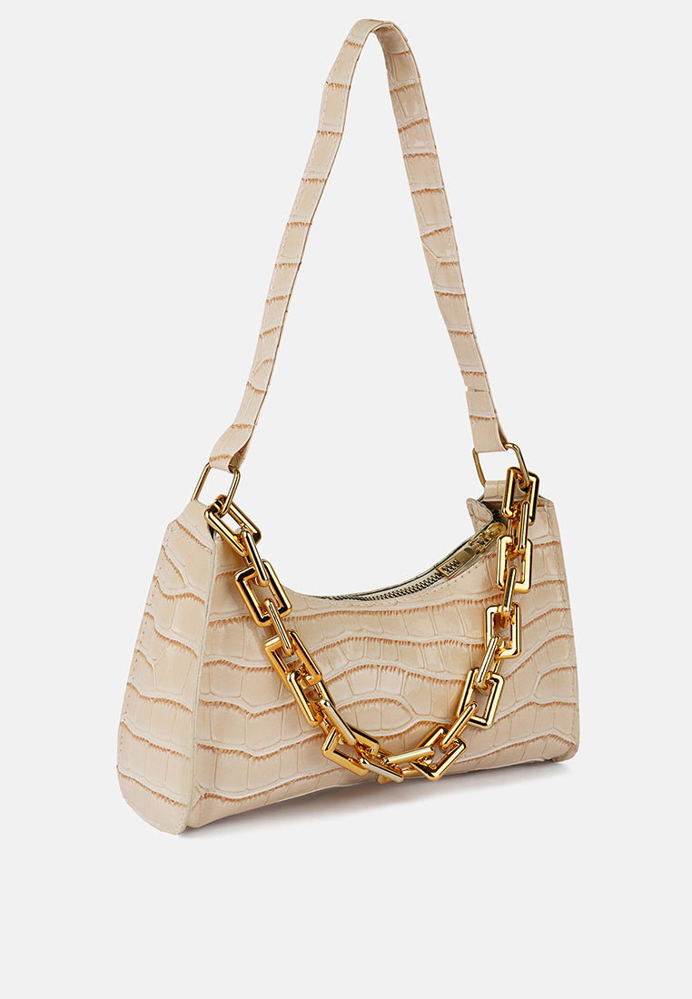 croc patten baguette bag#color_off-white