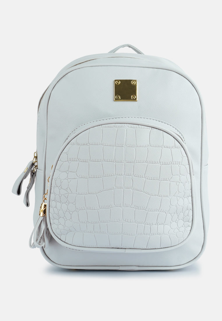 croc patterned mini backpack#color_grey