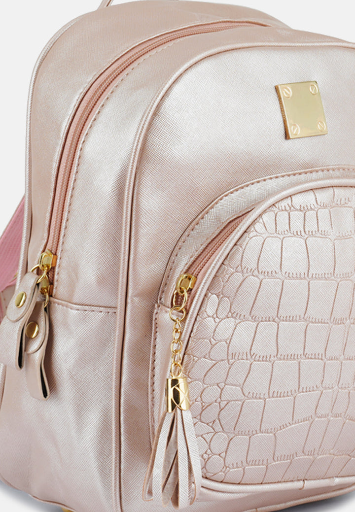 croc patterned mini backpack#color_pink