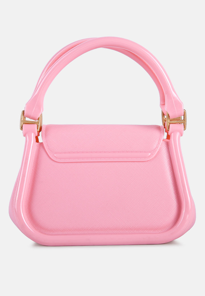 croc textured mini handbag#color_pink