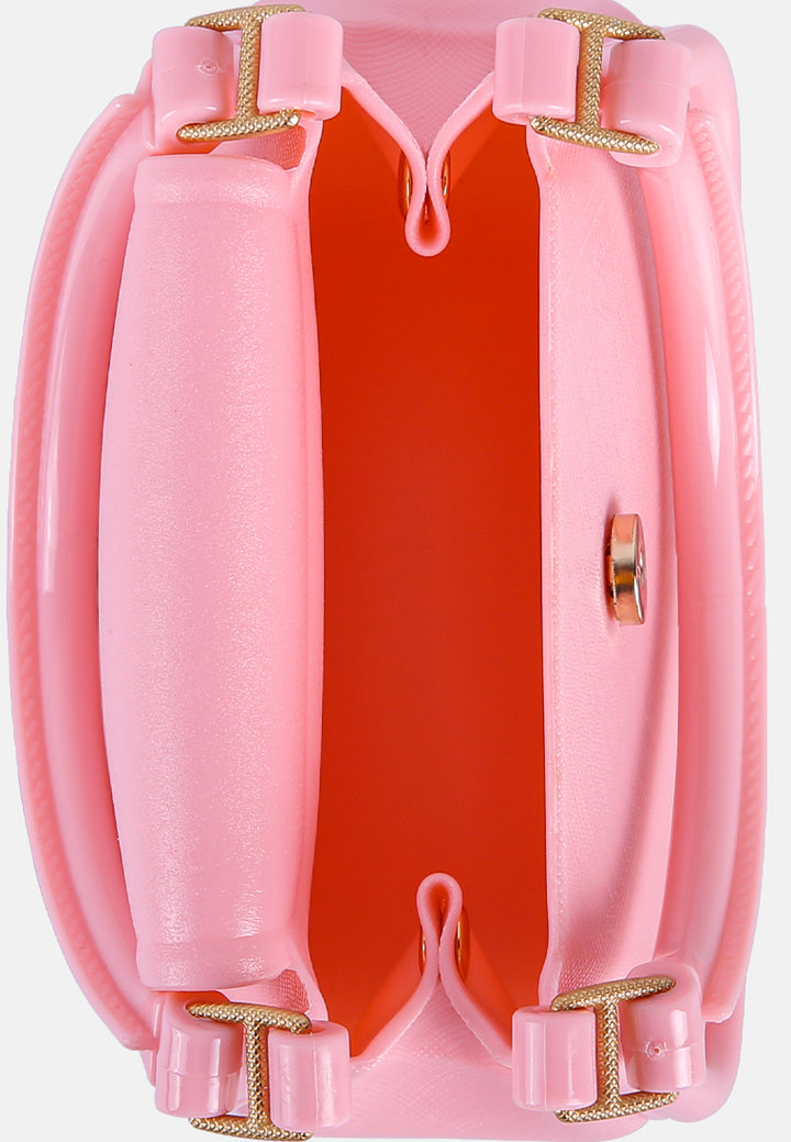 croc textured mini handbag#color_pink