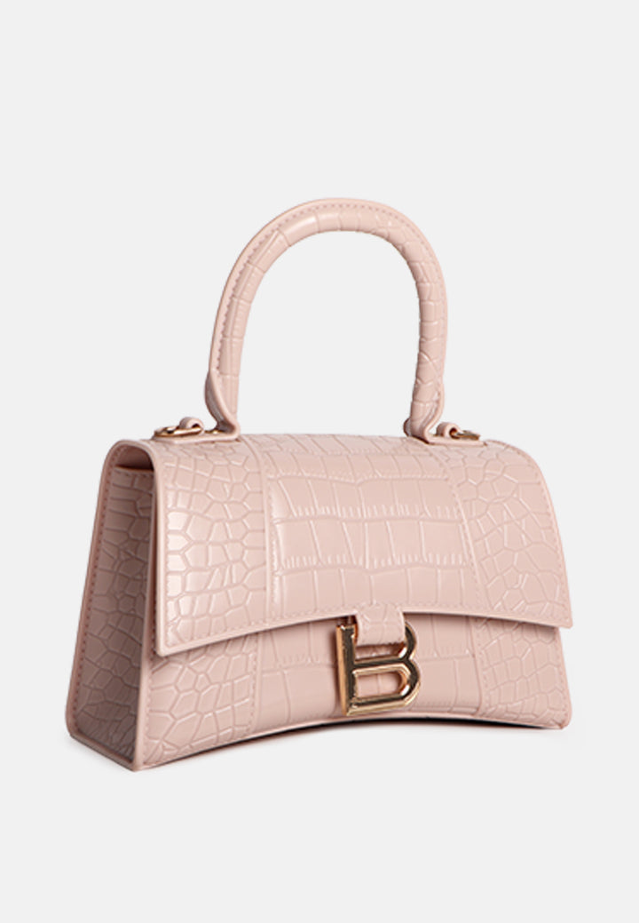 croc textured mini handbag#color_beige