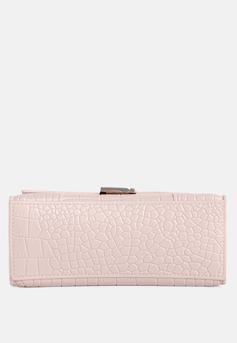 croc textured mini handbag#color_beige