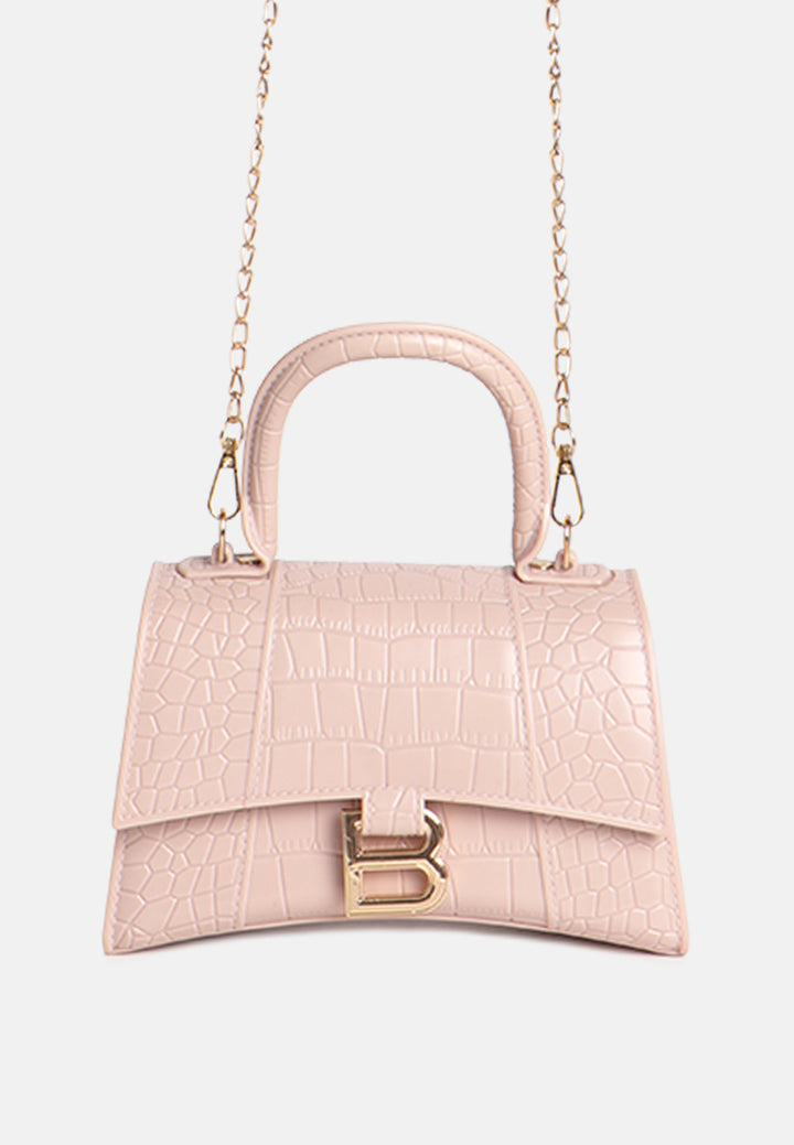 croc textured mini handbag#color_beige