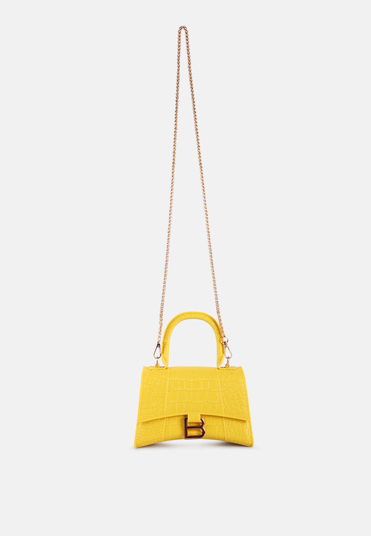 croc textured mini handbag#color_yellow