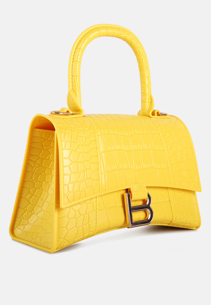 croc textured mini handbag#color_yellow