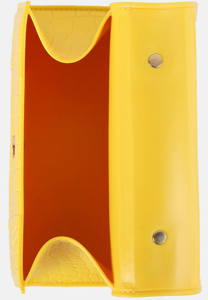 croc textured mini handbag#color_yellow