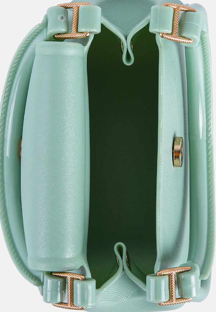 croc textured mini handbag#color_mint