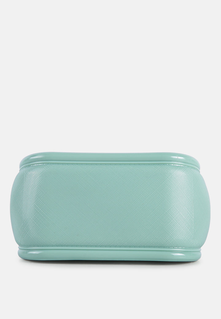 croc textured mini handbag#color_mint