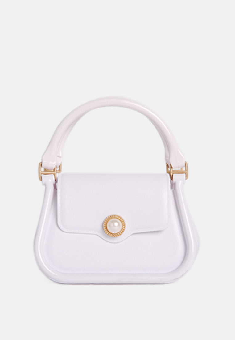 croc textured mini handbag#color_white
