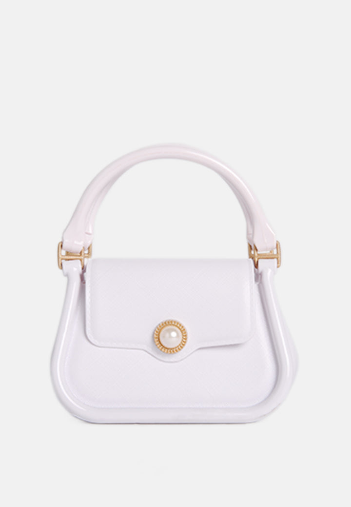 croc textured mini handbag#color_white