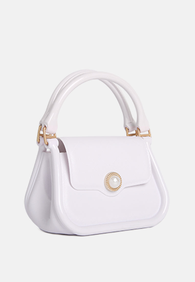 croc textured mini handbag#color_white
