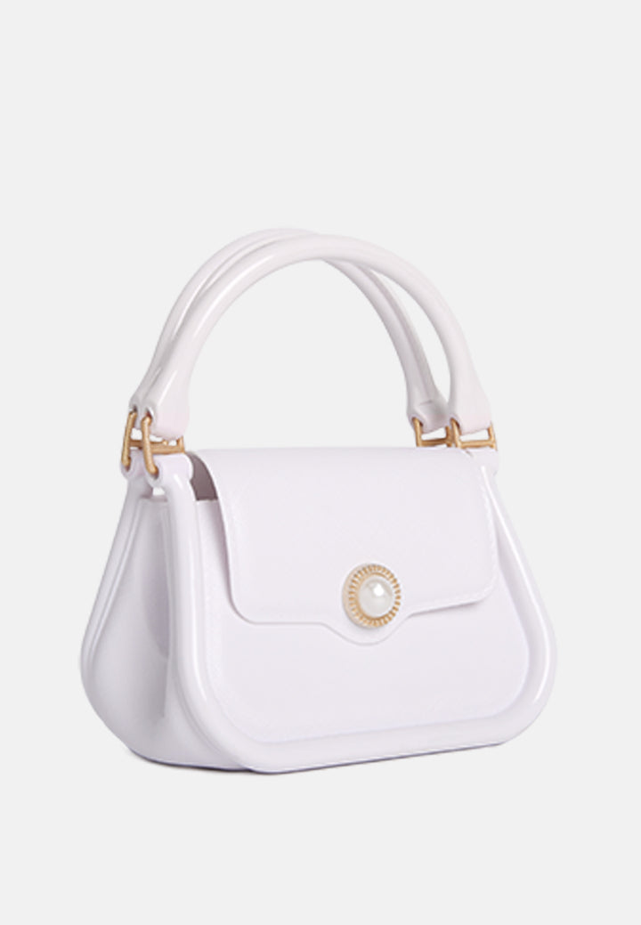 croc textured mini handbag#color_white