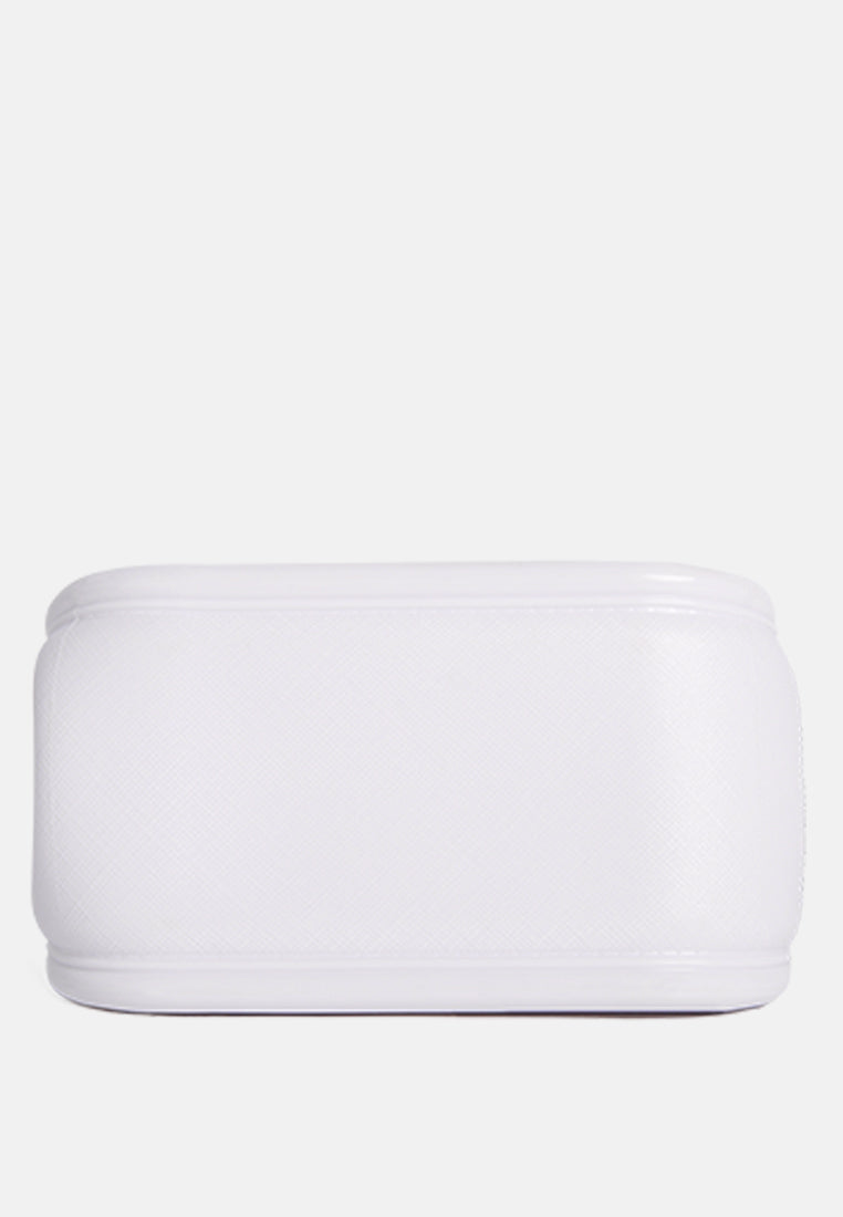 croc textured mini handbag#color_white